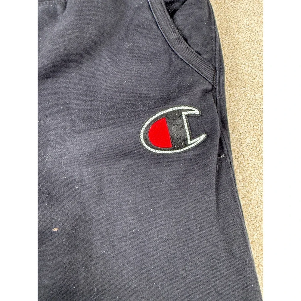 Champion Mens Joggers Black Fleece Sweatpants Large Logo Size Medium